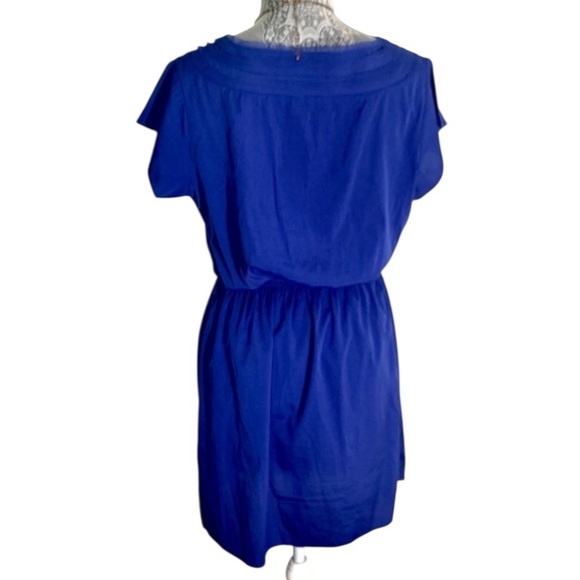 Banana Republic Women’s Blue Short-Sleeved Cinched Waist Dress Size 10 - Picture 2 of 10